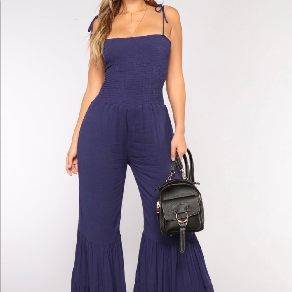 Blue flare bottom jumpsuit 😍😍